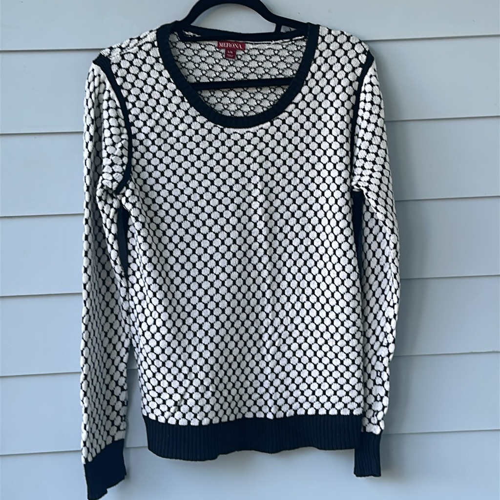 Bogo Item Used Merona Black And White Dots Sweater